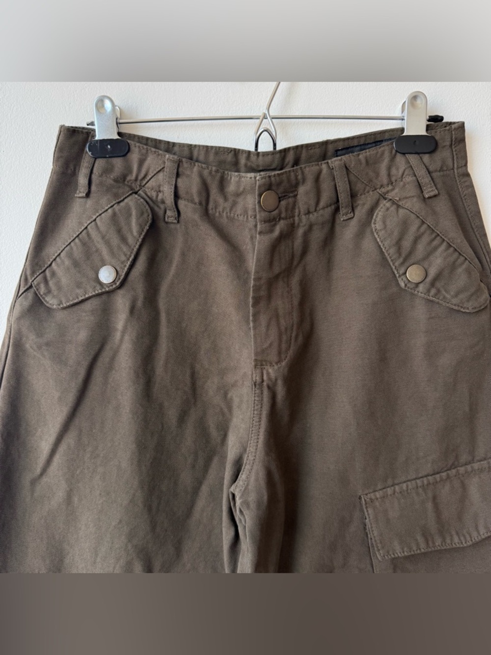 Zara Wide Leg Cargo Pants in Dark Brown - Picture 2 of 5